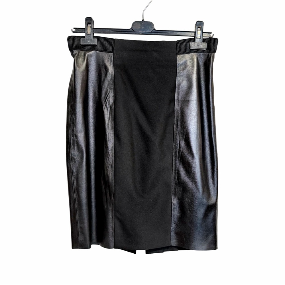 Tracy Reese Black Lamb Leather Panel Pencil Skirt | Size 8 Mixed Media Designer
